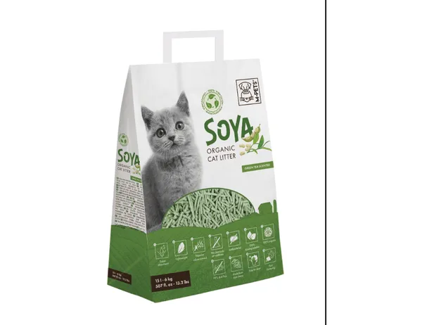 Soya Organic Cat Litter Green Tea Scented 15 L - 100% Biodegradable Pets Qatar