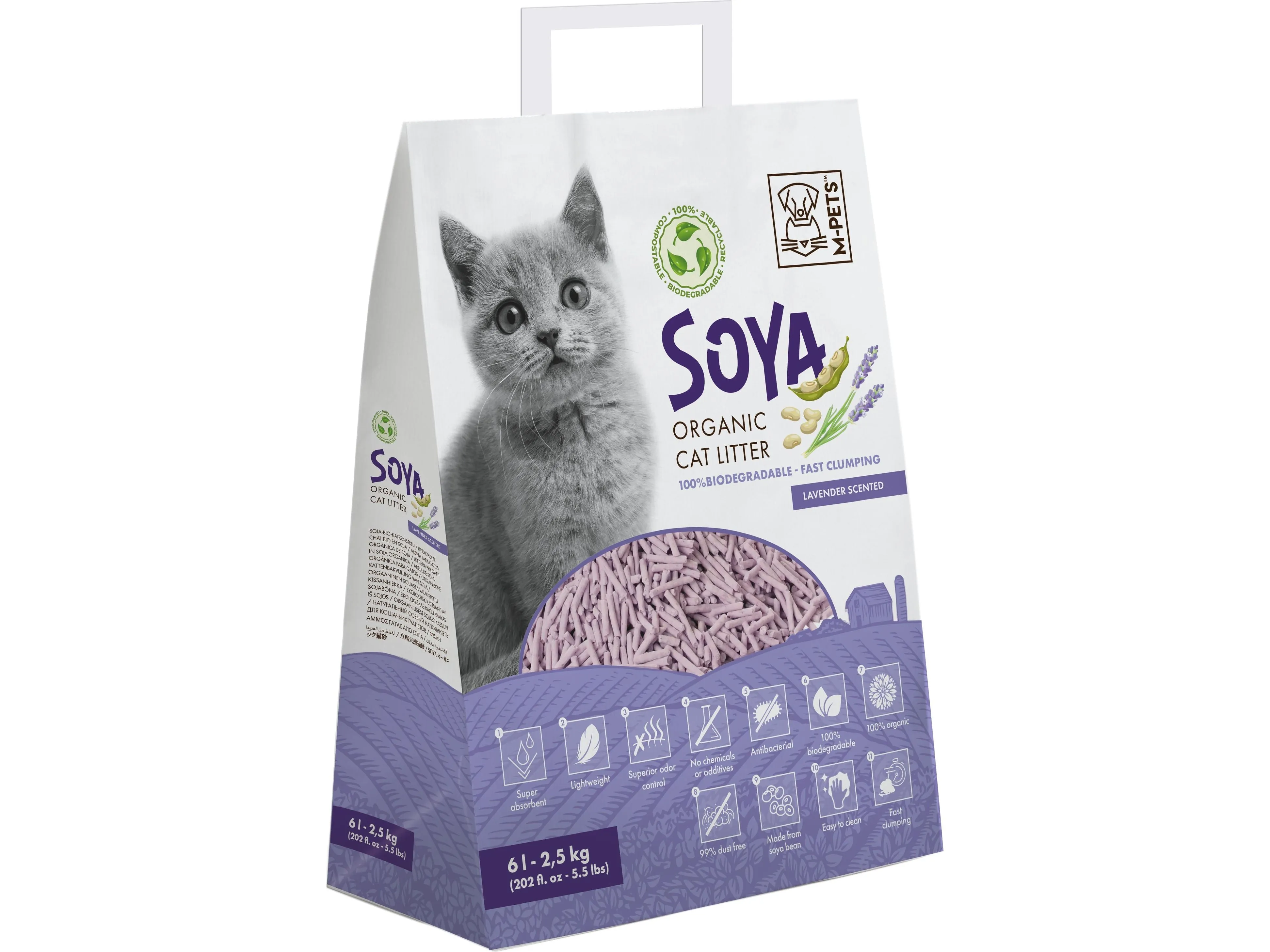 SOYA Organic Cat Litter Lavander Scented 6 L - 100% Biodegradable Pets Qatar