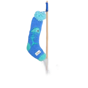 Talking Dog Club Blue Sock Wand Toy for Cats (Blue)