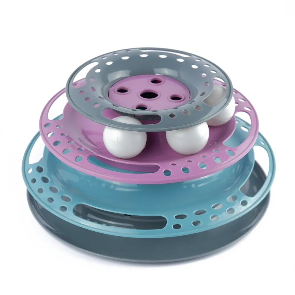 Trixie Circle Tower Catch the Balls Interactive Toy for Cats (Grey/Pink/Blue)