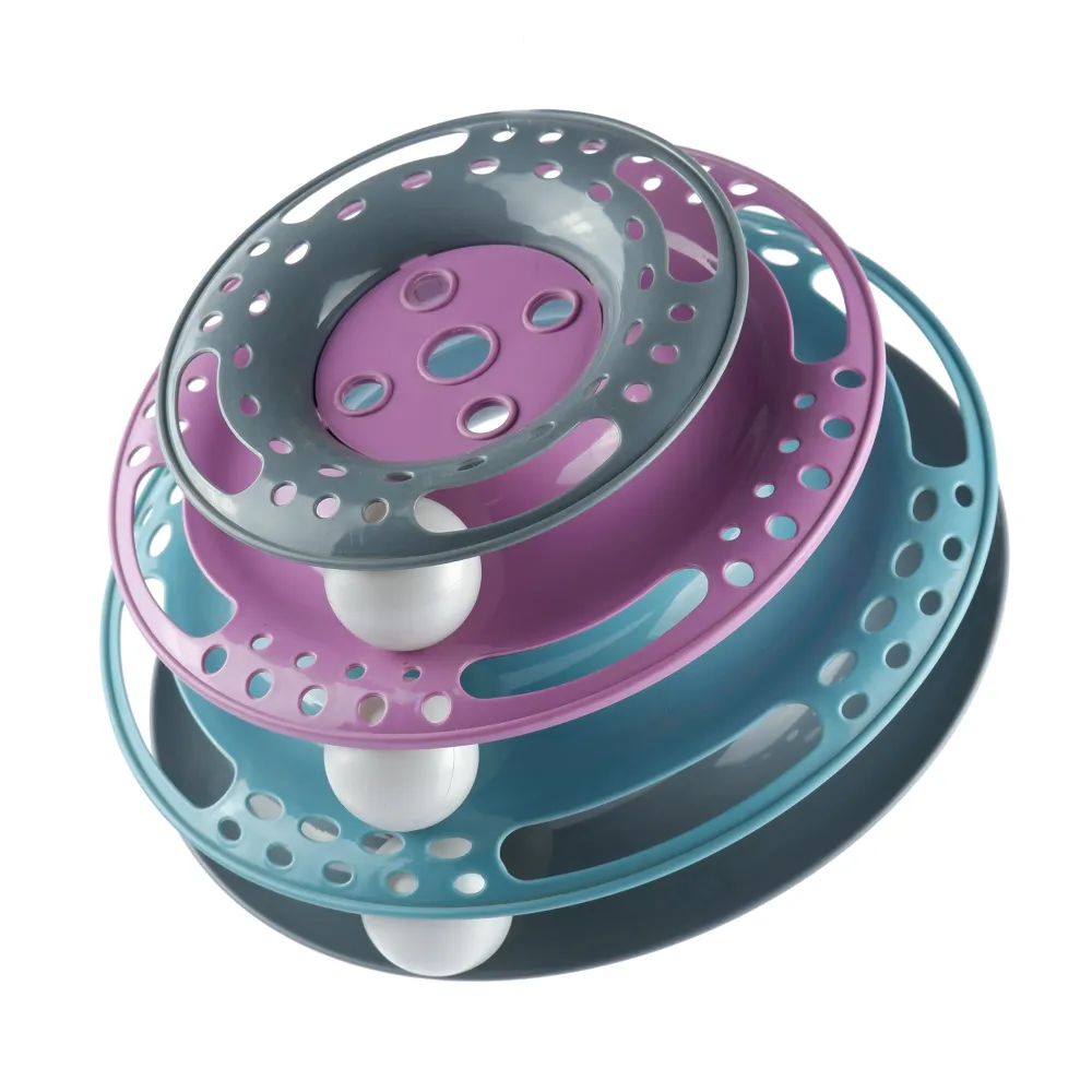 Trixie Circle Tower Catch the Balls Interactive Toy for Cats (Grey/Pink/Blue)