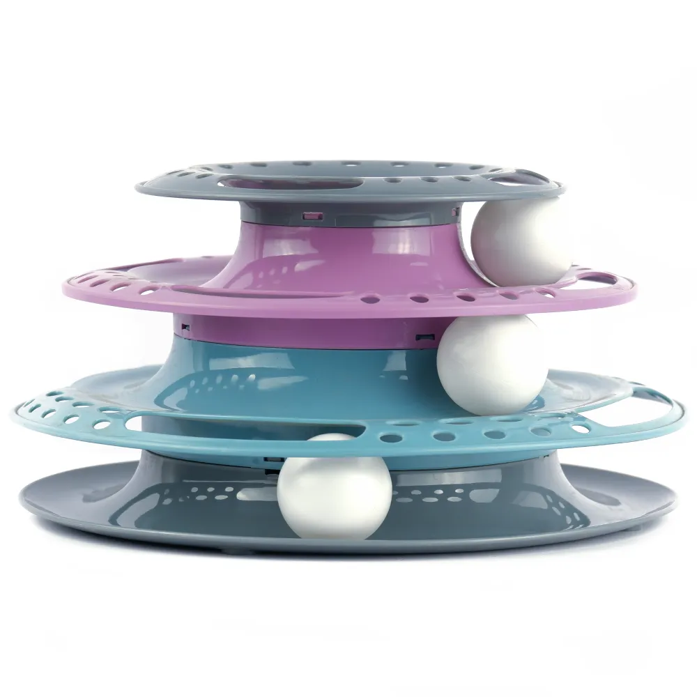 Trixie Circle Tower Catch the Balls Interactive Toy for Cats (Grey/Pink/Blue)