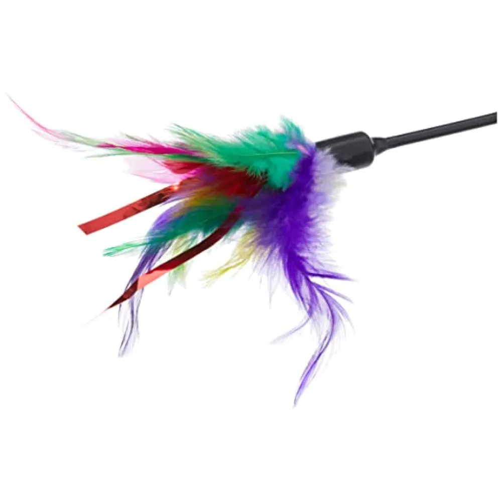Trixie Playing Rod with Feathers and Leather Straps Toy for Cats Combo
