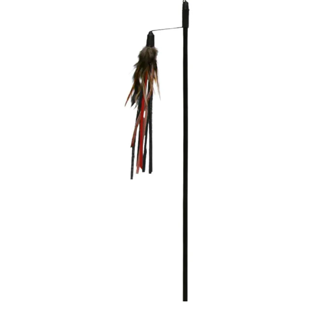 Trixie Playing Rod with Feathers and Leather Straps Toy for Cats Combo