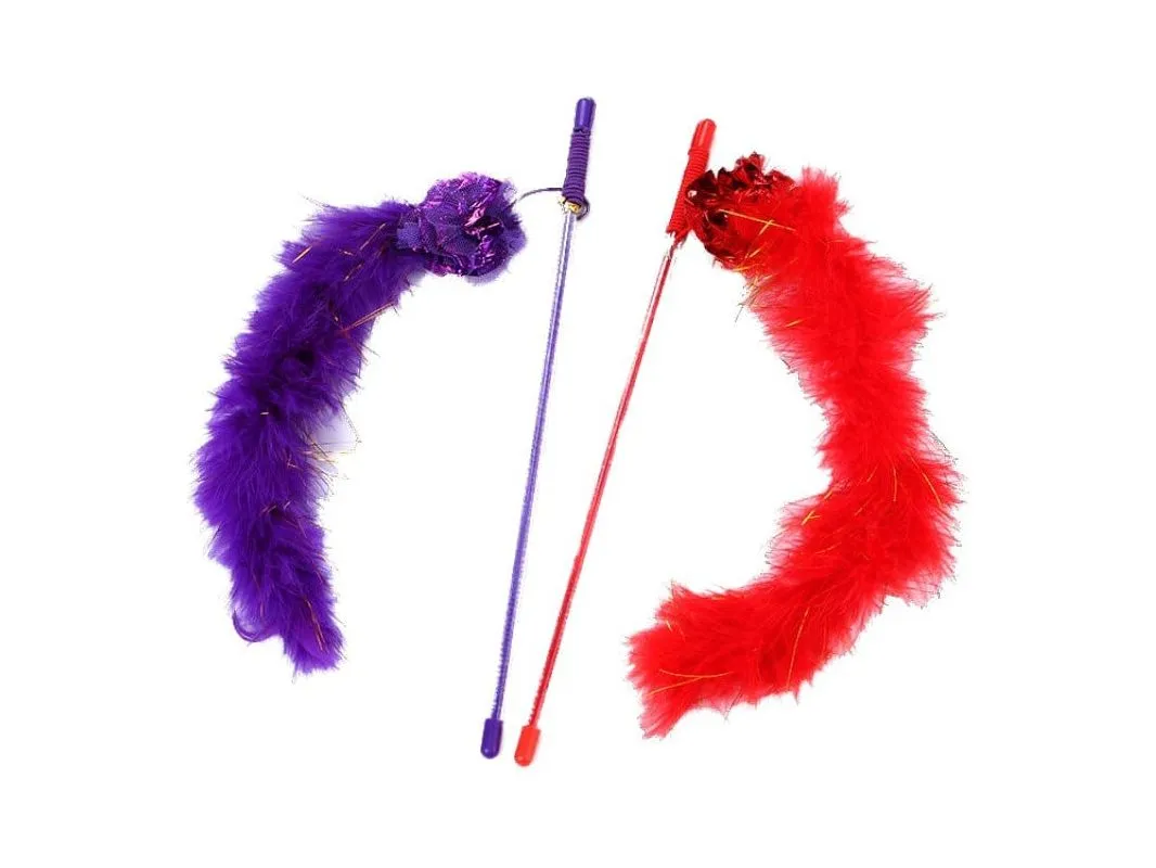 Turkey fluff with rattling paper ball funny cat stick 30cm Pets Qatar