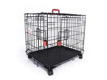 VOYAGER Wire Crate - 2 doors with Wheels patented SECURO lock Black Pets Qatar