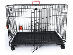 VOYAGER Wire Crate - 2 doors with Wheels patented SECURO lock Black Pets Qatar