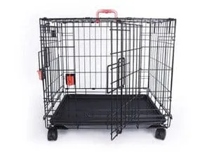 VOYAGER Wire Crate - 2 doors with Wheels patented SECURO lock Black Pets Qatar