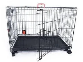 VOYAGER Wire Crate - 2 doors with Wheels patented SECURO lock Black Pets Qatar